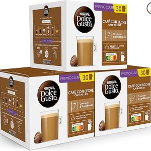 NESCAFÉ Dolce Gusto Café con Leche - Coffee Capsules, 90 Capsules (3 x 30) - Intensity 7 - Original for Dolce Gusto Coffee Machines