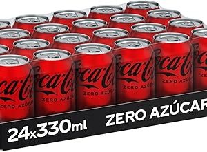 Coca-Cola Zero Azúcar, Refresco de Cola sin Azúcar, sin Calorías - Pack 24 Latas 330 ml