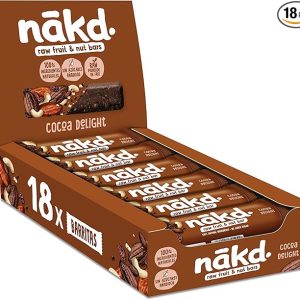 Nākd. Cocoa Delight - Barritas Raw de Fruta y Frutos Secos - 100% Ingredientes Naturales - Sin Azúcar Añadido - 18 x 35g - 630g