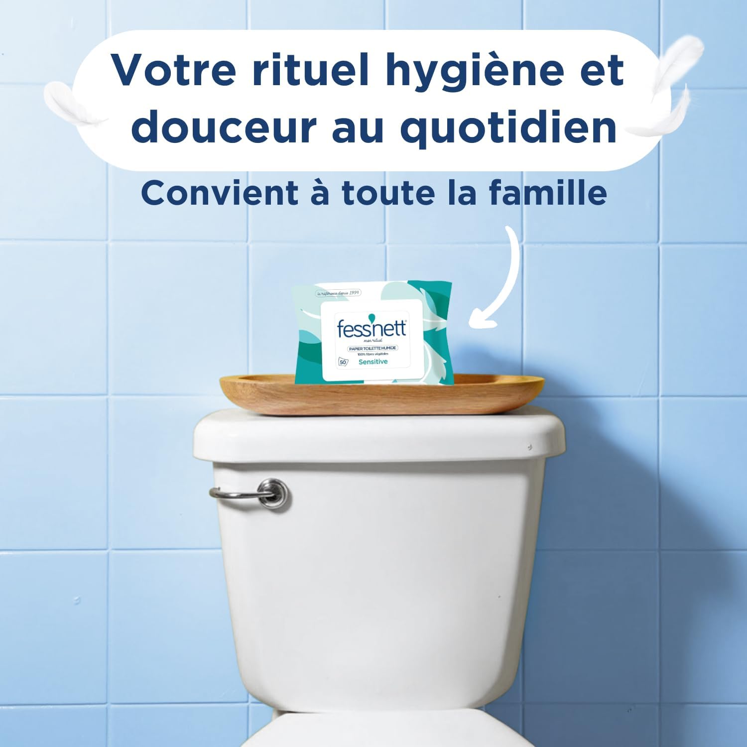 Fess Nett Fess'nett Papier Toilette Humidifié Sensitive 50 Pièces 1 Unité (Lot de 4) – Image 2