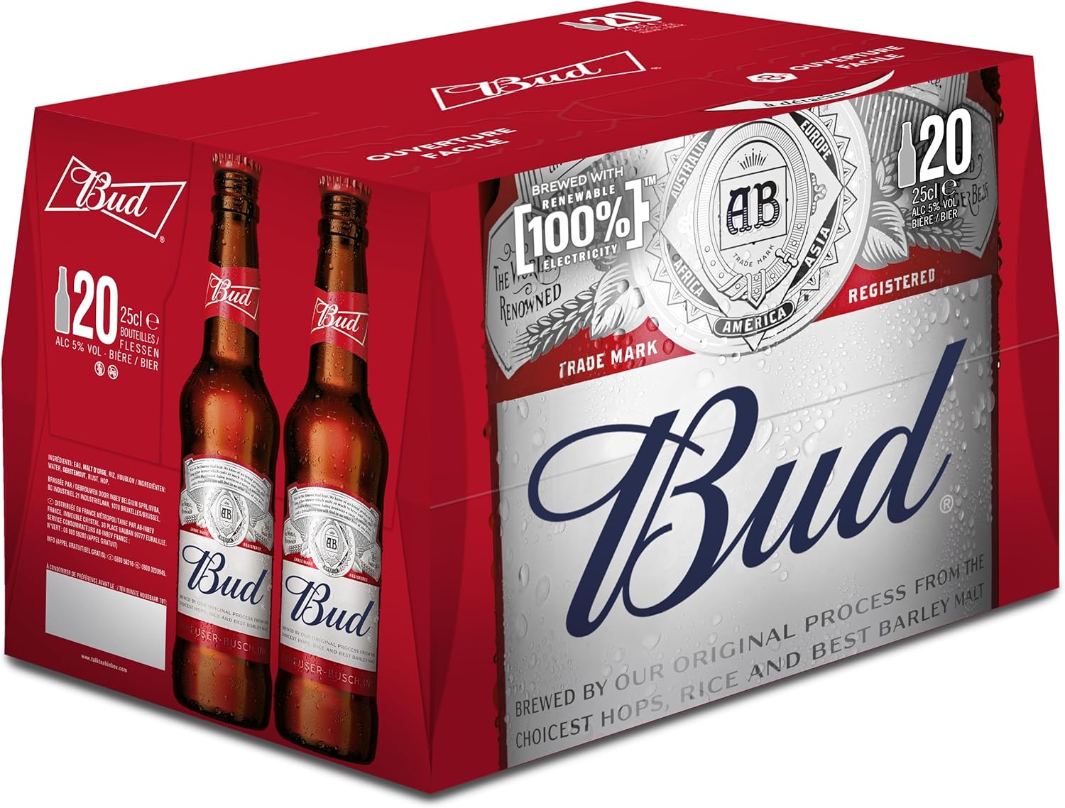 Bud Bière Pack 20 Bouteilles 25cl