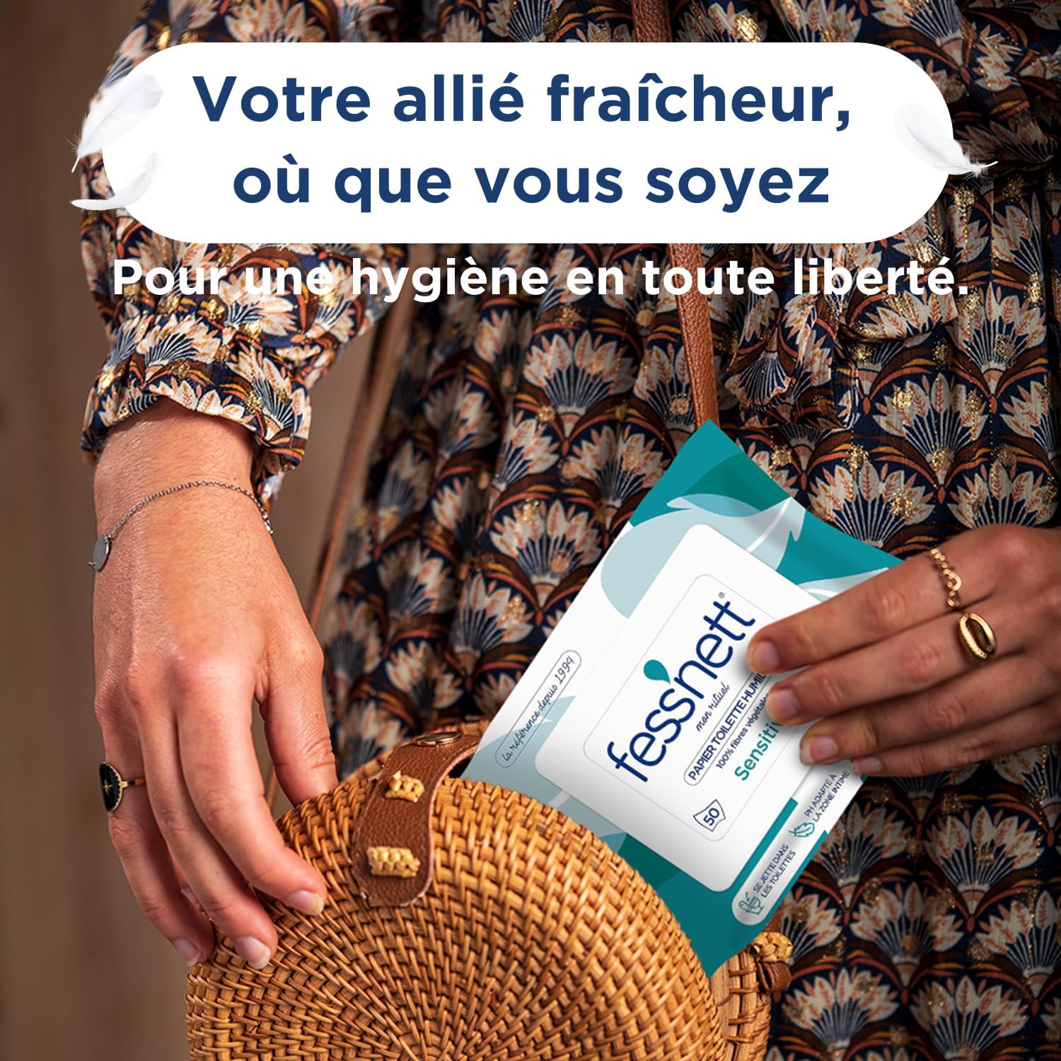 Fess Nett Fess'nett Papier Toilette Humidifié Sensitive 50 Pièces 1 Unité (Lot de 4) – Image 5
